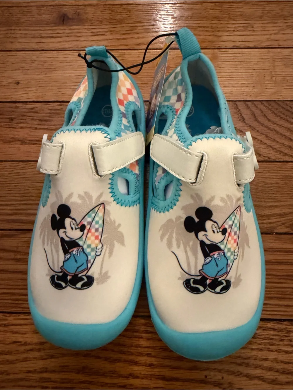 Kids Blue & White Mickey Mouse Surfer Water Shoes